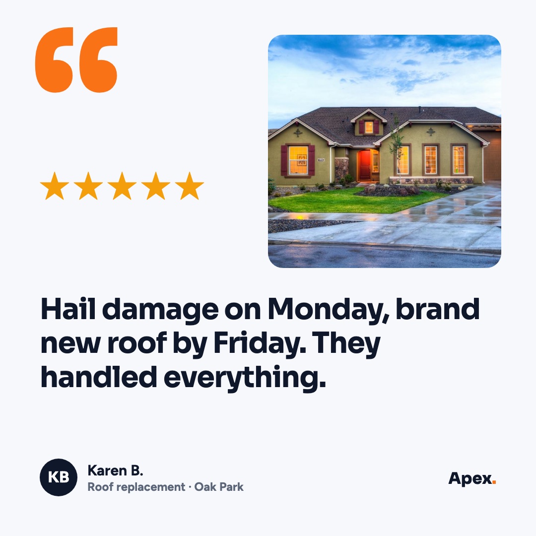 Five-star customer review post template for a roofing company